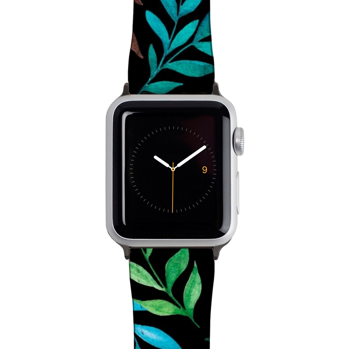 Watch 42mm / 44mm Strap PU leather Tropical leaves by Julia Badeeva