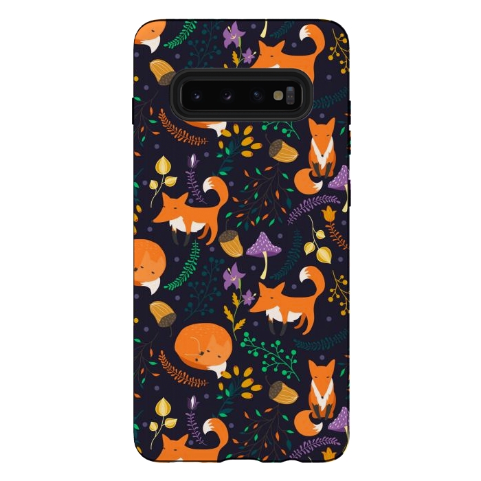 Galaxy S10 plus StrongFit Cute foxes by Julia Badeeva
