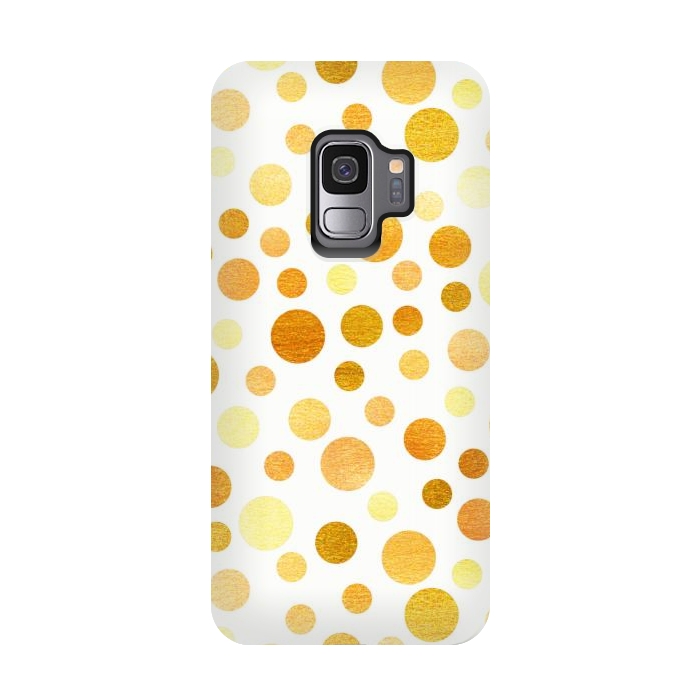 Galaxy S9 StrongFit Gold Polka Dots  by Tigatiga
