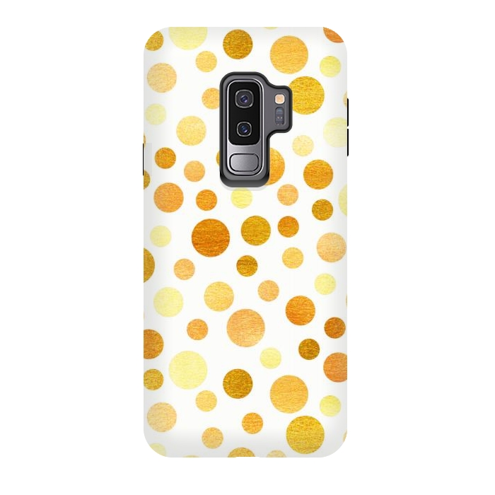Galaxy S9 plus StrongFit Gold Polka Dots  by Tigatiga