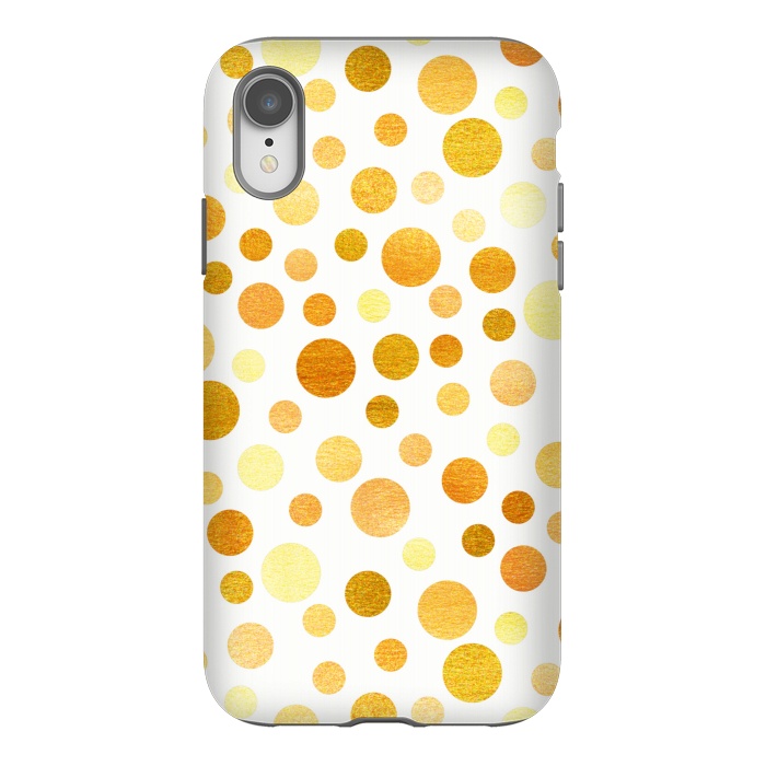 iPhone Xr StrongFit Gold Polka Dots  by Tigatiga