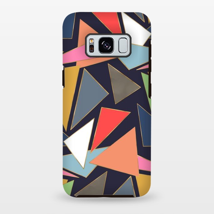 Galaxy S8 plus StrongFit Modern Contemporary Gold Strokes Colorful Triangles by InovArts