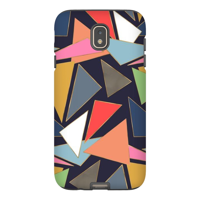 Galaxy J7 StrongFit Modern Contemporary Gold Strokes Colorful Triangles by InovArts