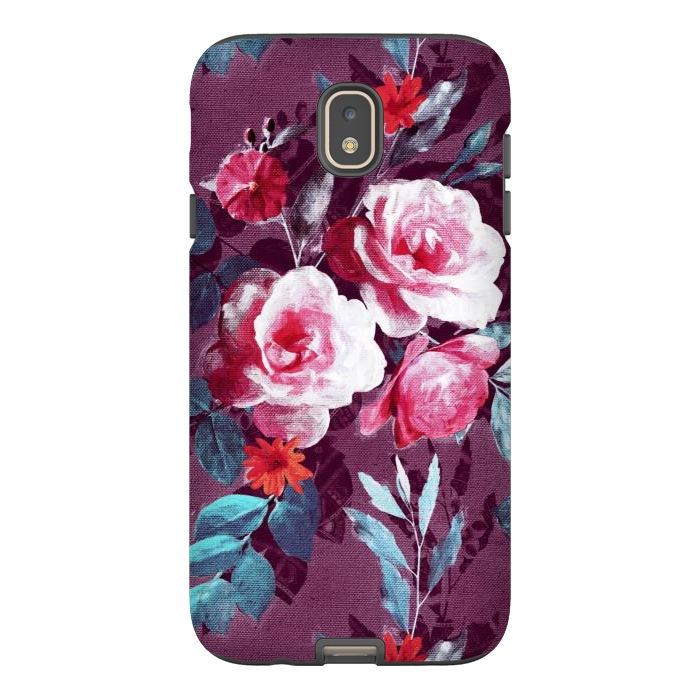 Galaxy J7 StrongFit Retro Rose Chintz in Magenta and Plum by Micklyn Le Feuvre
