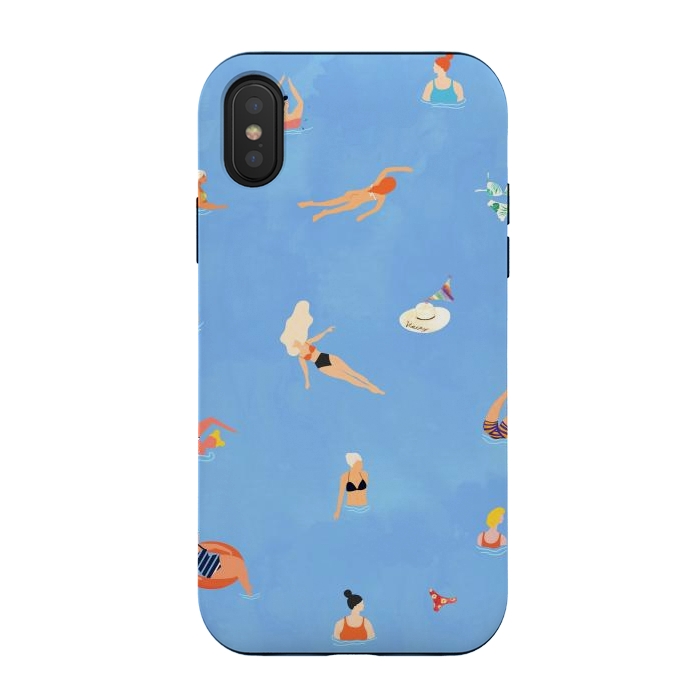 iPhone Xs / X StrongFit Summer Weekend in The Ocean Watercolor Swim Painting | Travel People Chic Eclectic Boho Fun by Uma Prabhakar Gokhale