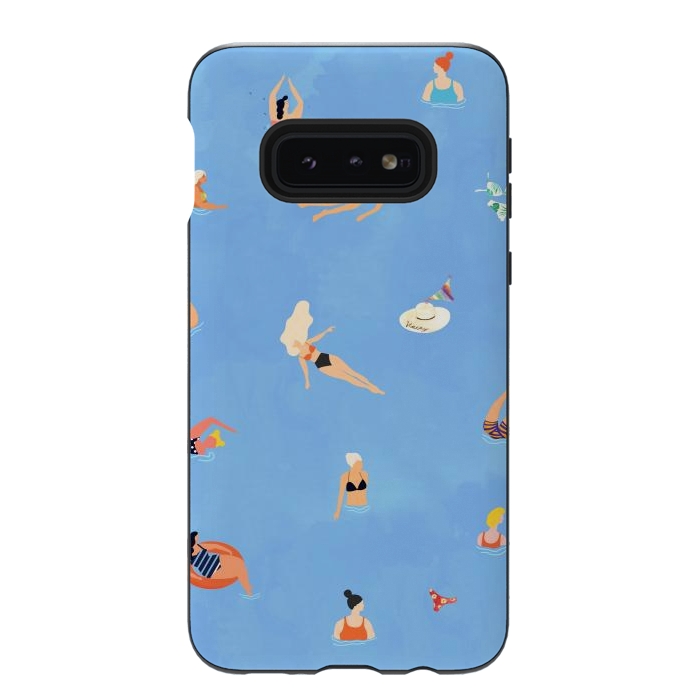Galaxy S10e StrongFit Summer Weekend in The Ocean Watercolor Swim Painting | Travel People Chic Eclectic Boho Fun by Uma Prabhakar Gokhale