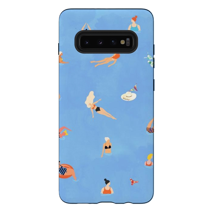 Galaxy S10 plus StrongFit Summer Weekend in The Ocean Watercolor Swim Painting | Travel People Chic Eclectic Boho Fun by Uma Prabhakar Gokhale