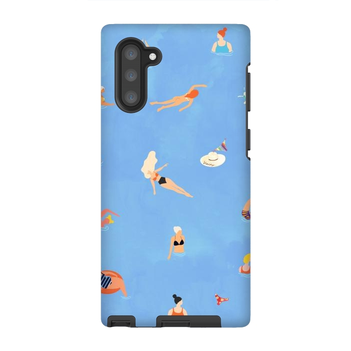 Galaxy Note 10 StrongFit Summer Weekend in The Ocean Watercolor Swim Painting | Travel People Chic Eclectic Boho Fun by Uma Prabhakar Gokhale