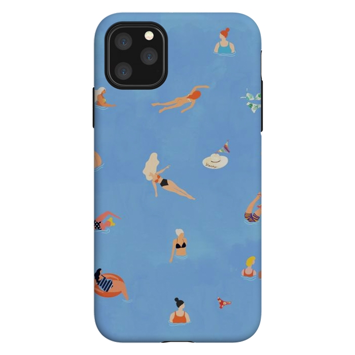 iPhone 11 Pro Max StrongFit Summer Weekend in The Ocean Watercolor Swim Painting | Travel People Chic Eclectic Boho Fun by Uma Prabhakar Gokhale