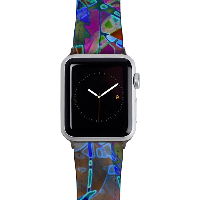 Watch 38mm / 40mm Strap PU leather Floral Abstract Stained Glass G174 by Medusa GraphicArt