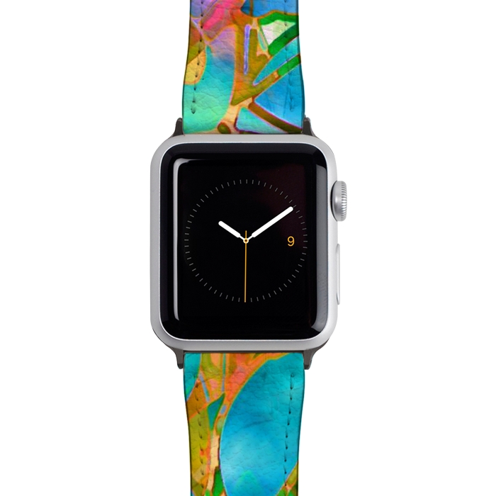 Watch 38mm / 40mm Strap PU leather Floral Abstract Stained Glass G265  by Medusa GraphicArt