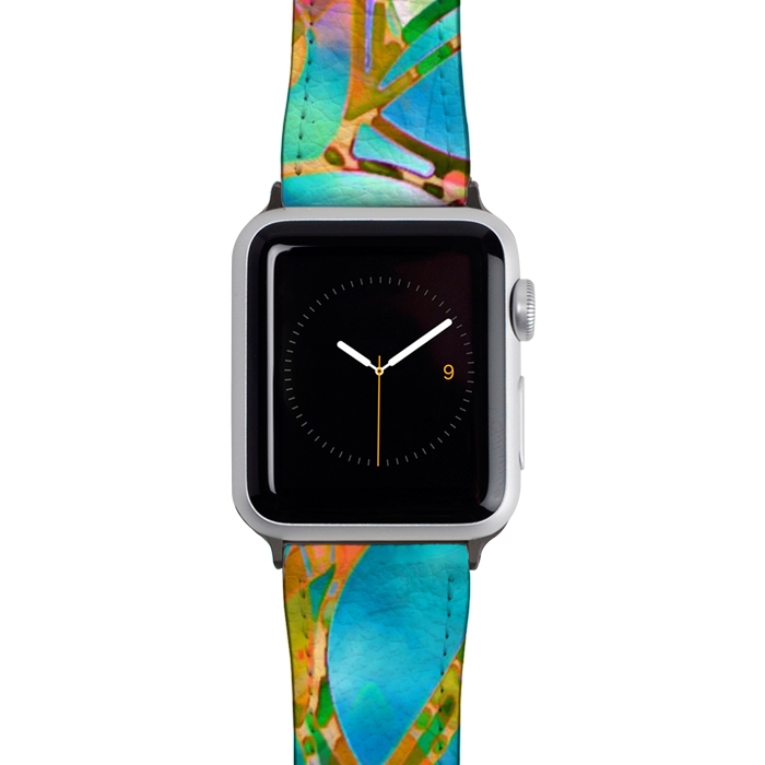 Watch 42mm / 44mm Strap PU leather Floral Abstract Stained Glass G265  by Medusa GraphicArt