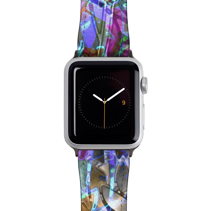 Watch 38mm / 40mm Strap PU leather Floral Abstract Stained Glass G268 by Medusa GraphicArt