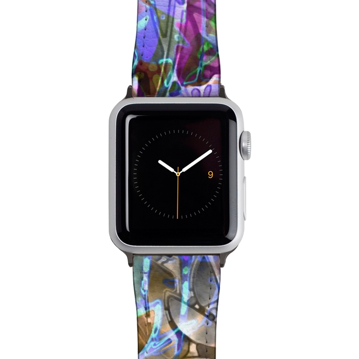 Watch 42mm / 44mm Strap PU leather Floral Abstract Stained Glass G268 by Medusa GraphicArt