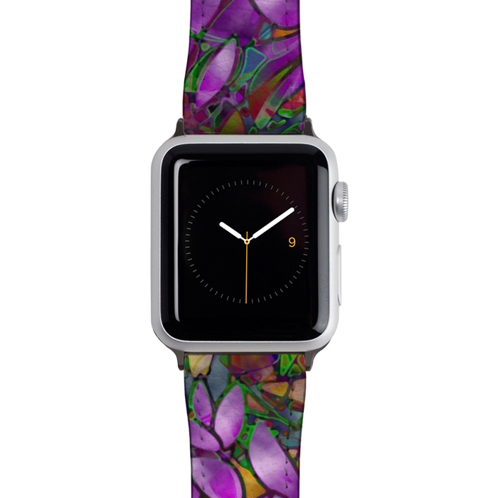 Watch 38mm / 40mm Strap PU leather Floral Abstract Stained Glass G175 by Medusa GraphicArt