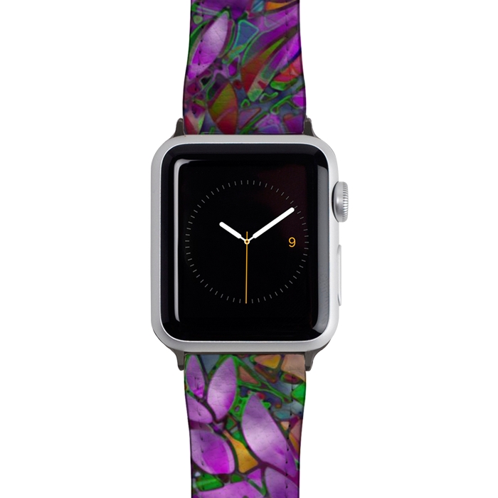 Watch 42mm / 44mm Strap PU leather Floral Abstract Stained Glass G175 by Medusa GraphicArt