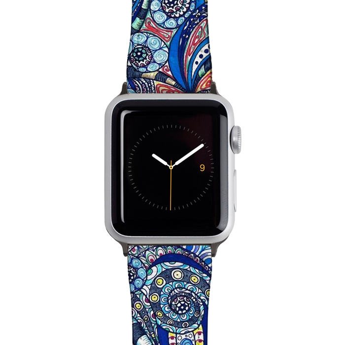 Watch 38mm / 40mm Strap PU leather Drawing Floral Zentangle G7B by Medusa GraphicArt