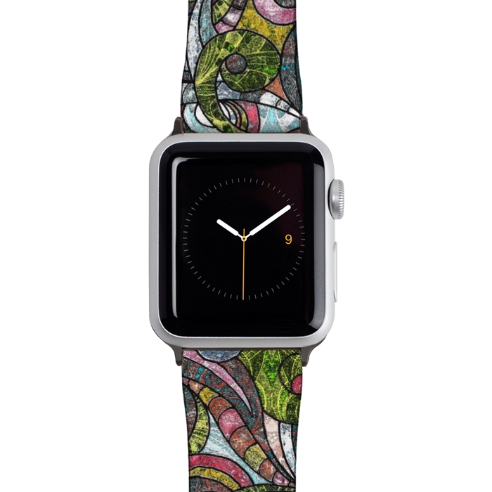 Watch 42mm / 44mm Strap PU leather Drawing Floral Zentangle G203 by Medusa GraphicArt