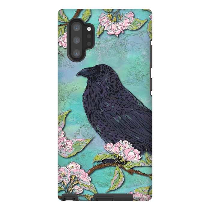 Galaxy Note 10 plus StrongFit Raven & Apple Blossom by Lotti Brown