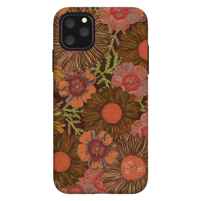 iPhone 11 Pro Max StrongFit Retro Dark Daisies by Lotti Brown