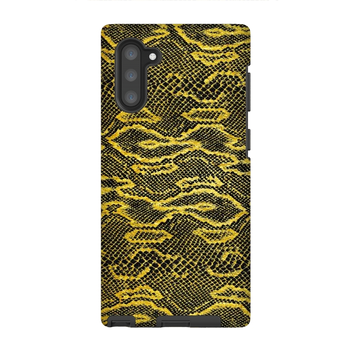Galaxy Note 10 StrongFit Black and Gold Snake Skin I by Art Design Works