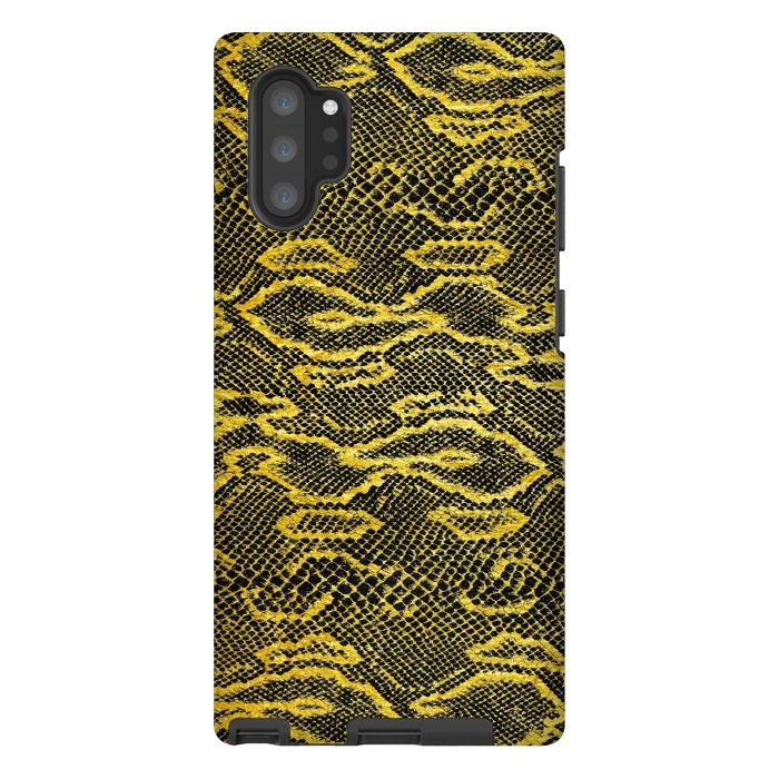 Galaxy Note 10 plus StrongFit Black and Gold Snake Skin I by Art Design Works