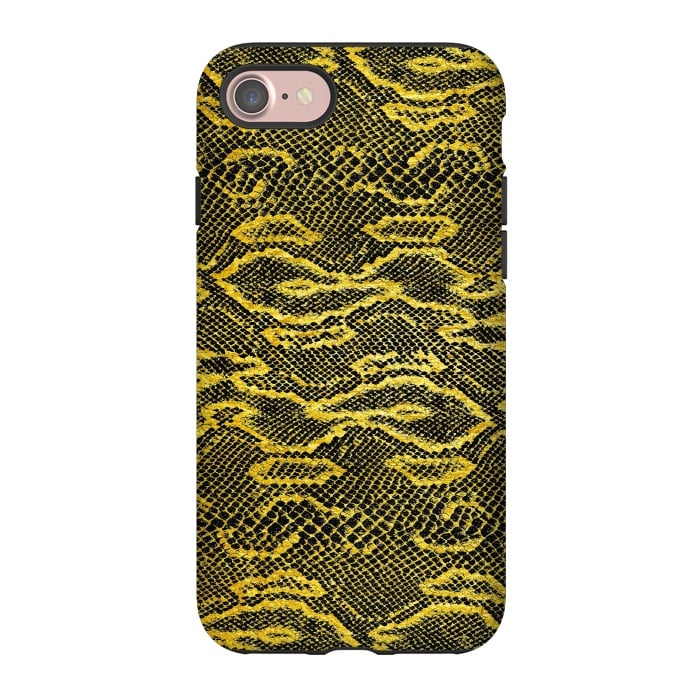 iPhone 7 StrongFit Black and Gold Snake Skin I by Art Design Works