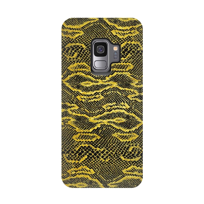 Galaxy S9 StrongFit Black and Gold Snake Skin I by Art Design Works