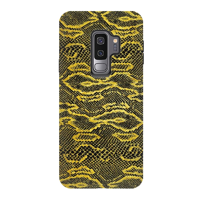 Galaxy S9 plus StrongFit Black and Gold Snake Skin I by Art Design Works