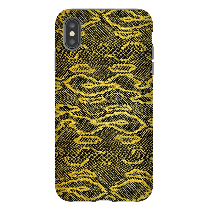 iPhone Xs Max StrongFit Black and Gold Snake Skin I by Art Design Works