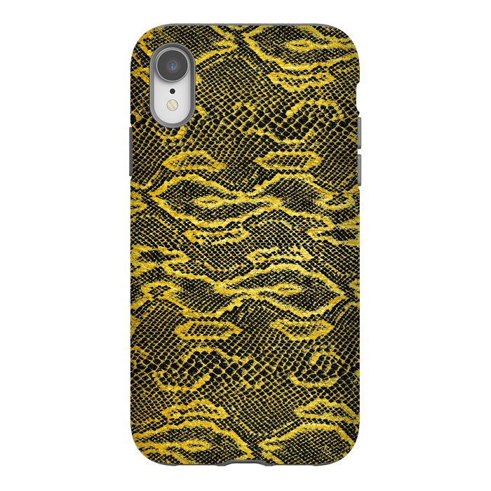 iPhone Xr StrongFit Black and Gold Snake Skin I by Art Design Works