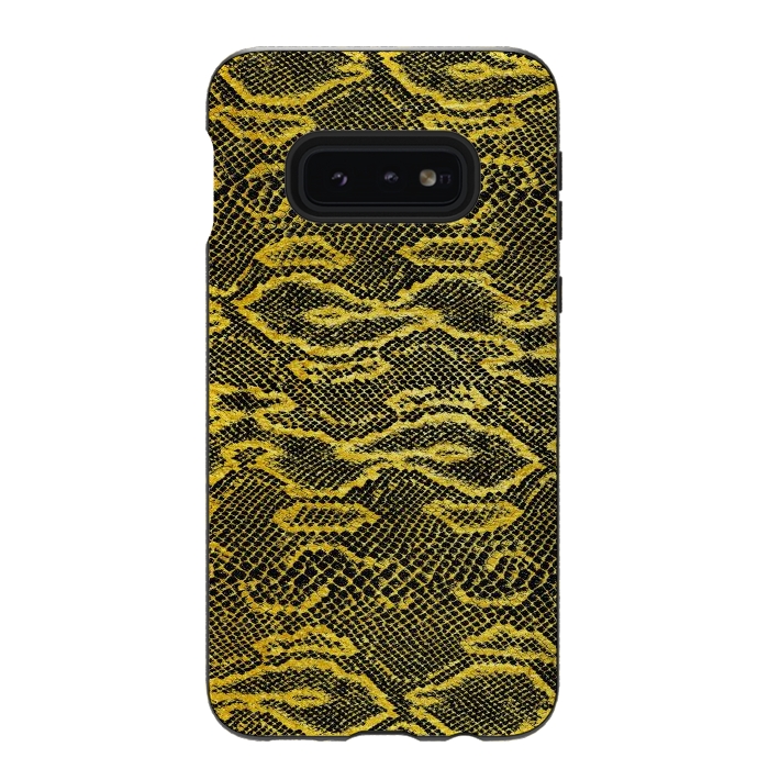 Galaxy S10e StrongFit Black and Gold Snake Skin I by Art Design Works