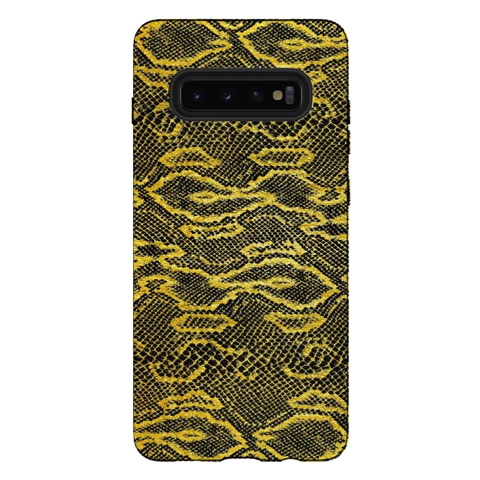 Galaxy S10 plus StrongFit Black and Gold Snake Skin I by Art Design Works