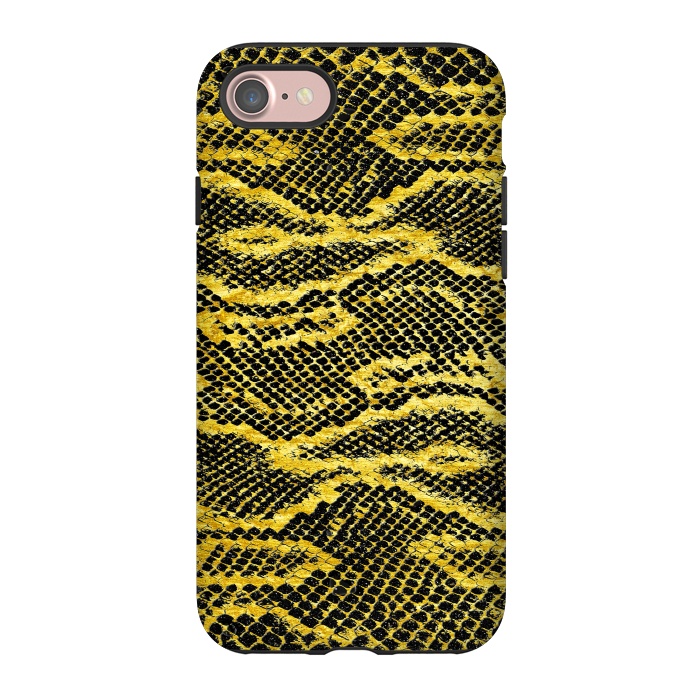 iPhone 7 StrongFit Black and Gold Snake Skin II by Art Design Works