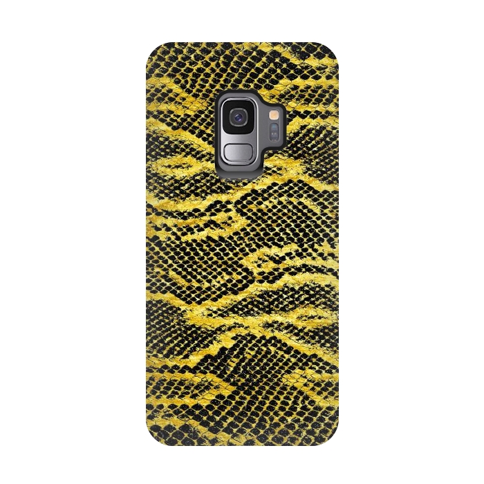 Galaxy S9 StrongFit Black and Gold Snake Skin II by Art Design Works