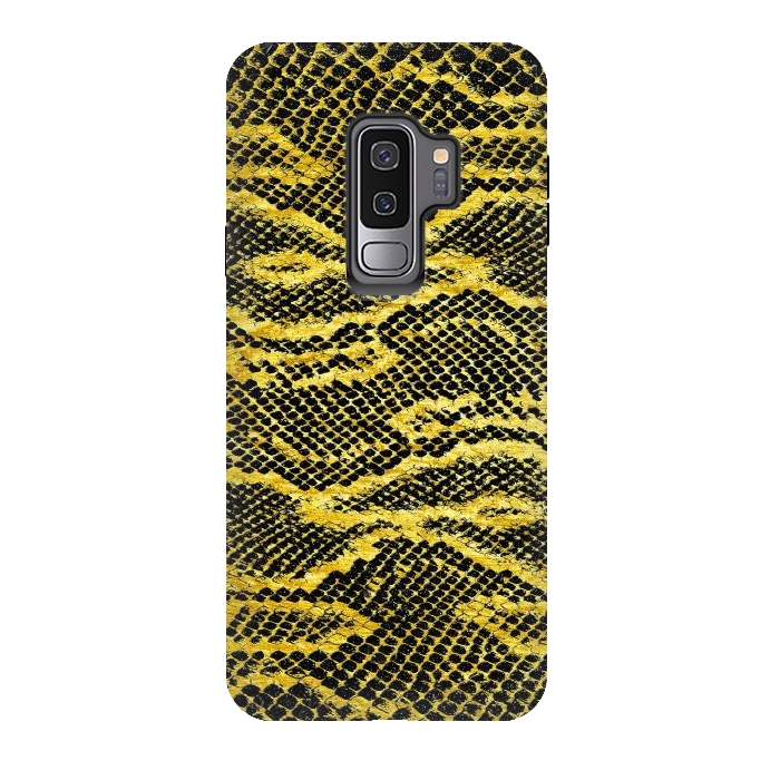 Galaxy S9 plus StrongFit Black and Gold Snake Skin II by Art Design Works