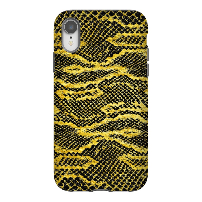 iPhone Xr StrongFit Black and Gold Snake Skin II by Art Design Works