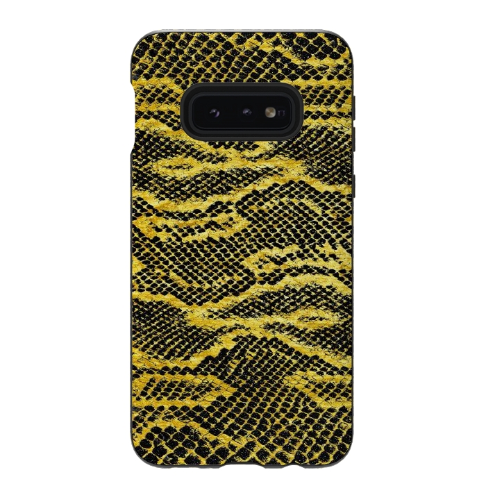 Galaxy S10e StrongFit Black and Gold Snake Skin II by Art Design Works