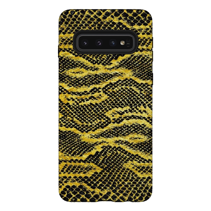 Galaxy S10 StrongFit Black and Gold Snake Skin II by Art Design Works