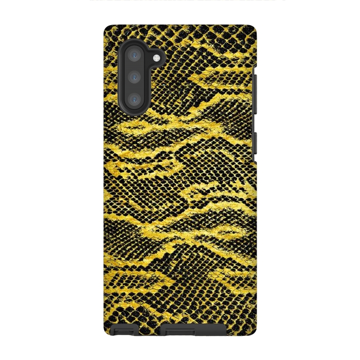 Galaxy Note 10 StrongFit Black and Gold Snake Skin II by Art Design Works