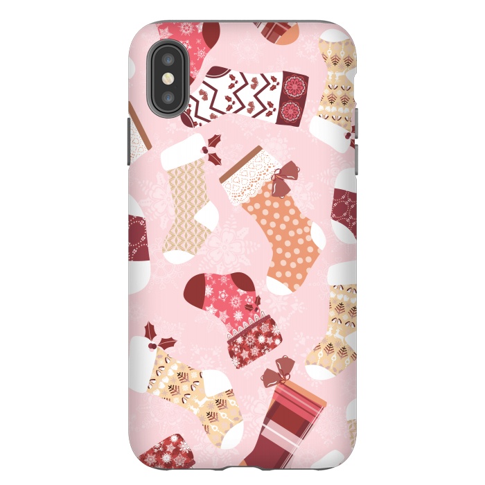iPhone Xs Max StrongFit Christmas Stockings in Pink and Orange by Paula Ohreen