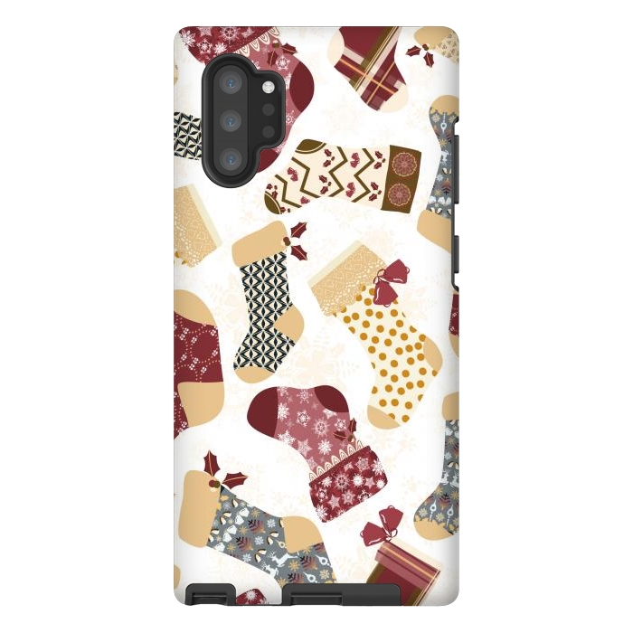 Galaxy Note 10 plus StrongFit Christmas Stockings in Red and Gray by Paula Ohreen