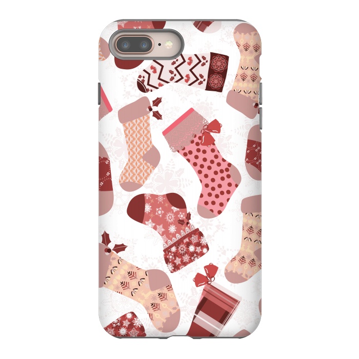iPhone 7 plus StrongFit Christmas Stockings in Pink and Beige by Paula Ohreen