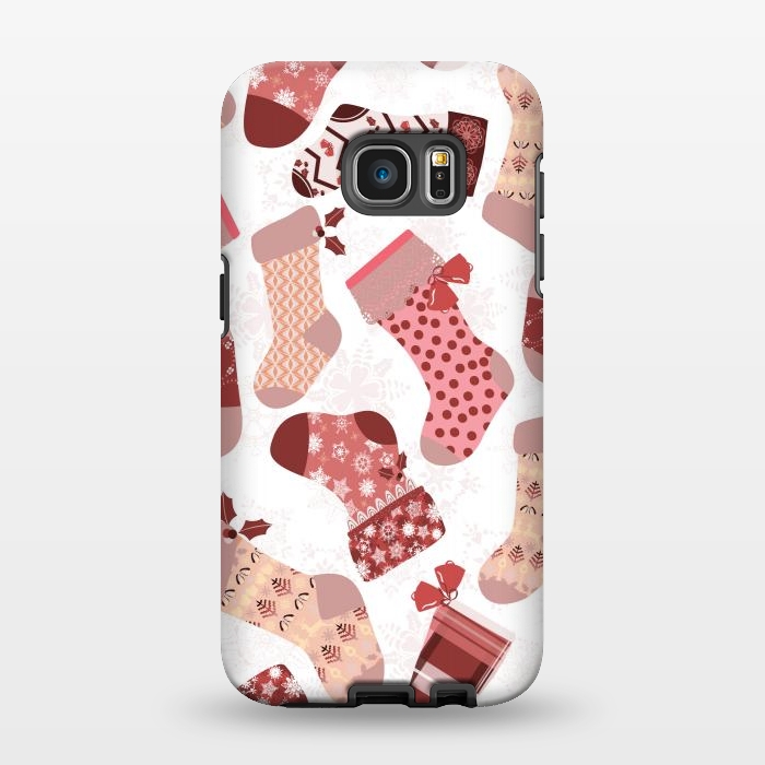 Galaxy S7 EDGE StrongFit Christmas Stockings in Pink and Beige by Paula Ohreen