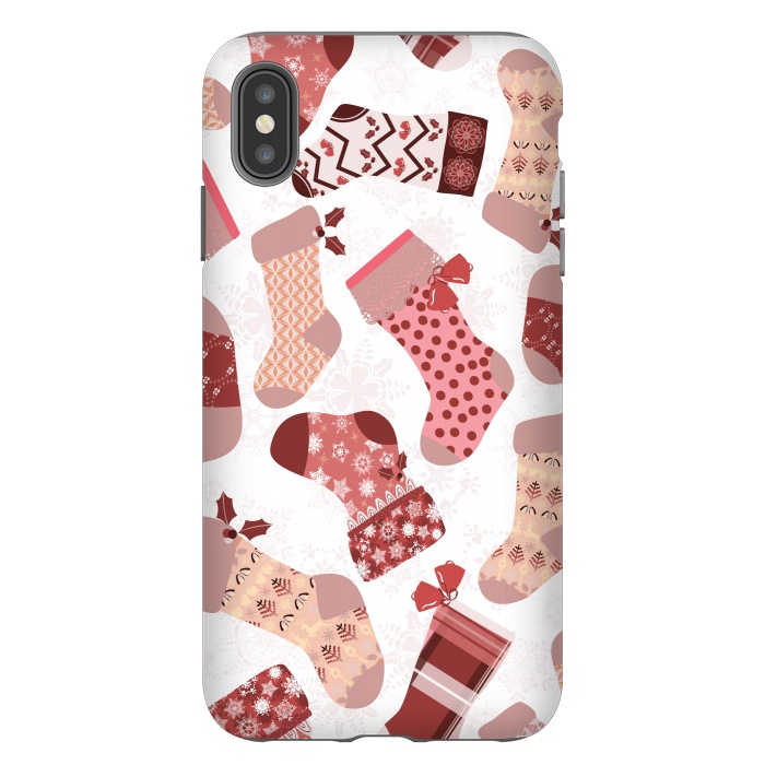 iPhone Xs Max StrongFit Christmas Stockings in Pink and Beige by Paula Ohreen