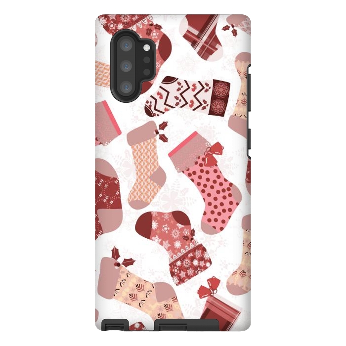 Galaxy Note 10 plus StrongFit Christmas Stockings in Pink and Beige by Paula Ohreen