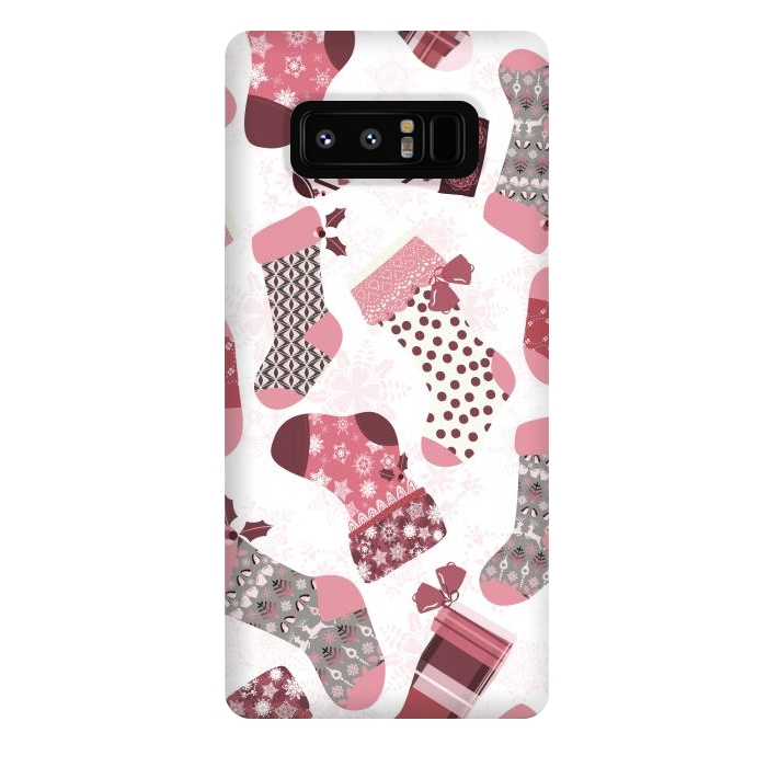 Galaxy Note 8 StrongFit Christmas Stockings in Pink and Gray by Paula Ohreen