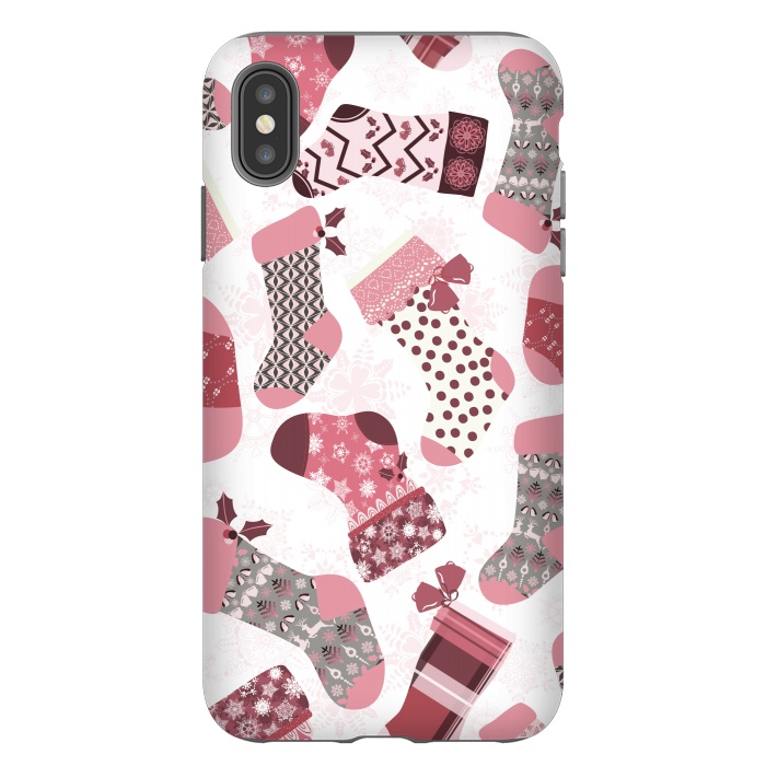 iPhone Xs Max StrongFit Christmas Stockings in Pink and Gray by Paula Ohreen