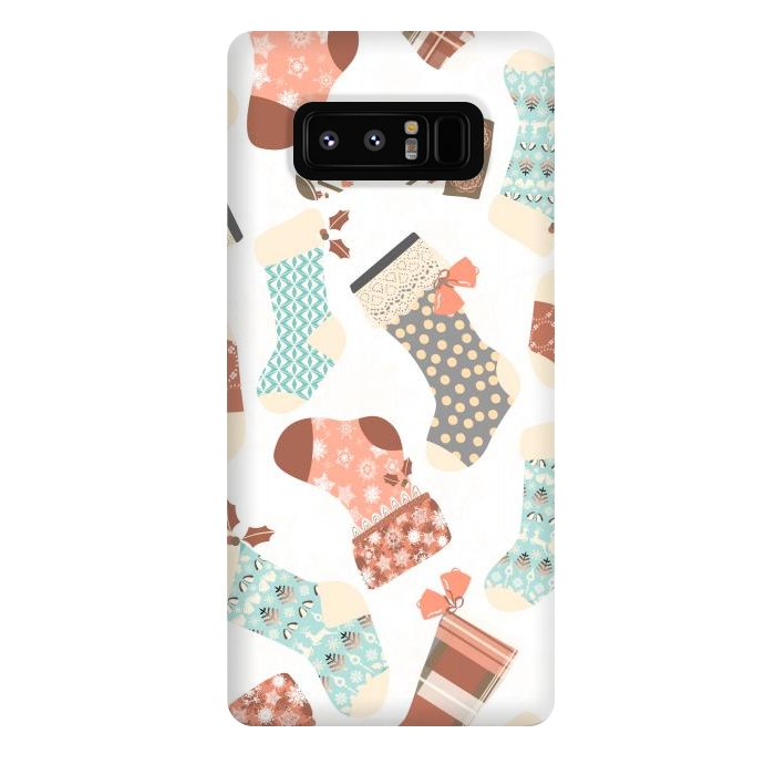 Galaxy Note 8 StrongFit Christmas Stockings in Green and Orange by Paula Ohreen