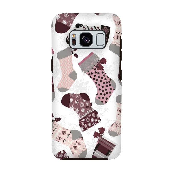 Galaxy S8 StrongFit Christmas Stockings in Purple and Gray by Paula Ohreen